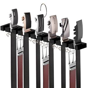 lot 20087 image: Cuipingoo Belt Hanger for Closet Max 42 Belts, 2-in-1 Wall Mount Belt Organizer with 360° Rotating Hooks, Wooden Tie and Belt Rack for Closet Accessories Organizers and Storage, Black