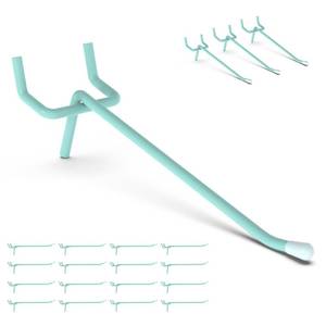 lot 20090 image: HUHOLE 50-Pack Blue Pegboard Hooks 4 Inch, Decorative Metal Peg Board Hangers with Rubber Safety Tips, Fits 18 & 14 Boards, Heavy Duty Organizer for Craft Room, Nursery, Garage & Retail Display