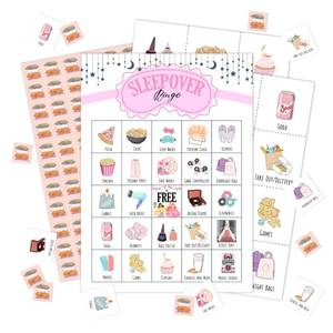 lot 20092 image: Sleepover Bingo Game Cards,Pajama Party Games Decor, Sleepover Party Favors, Pajama Party Activities, Bridal Shower Party Supplies For Women Adults Family Holiday Gathering BIngo Cards-05