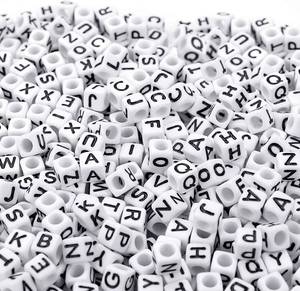 lot 20108 image: Augshy Alphabet Beads, 1000PCS White Letter & Number Cube Beads for Jewelry Making DIY Necklace & Bracelet (6mm)
