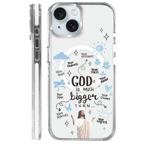 lot 20113 image: OKBUOK for iPhone 14 Plus15 Plus Case Compatible with Magsafe,Girls Women Clear Magnetic Case Silicone Shockproof Protective Cover with Pattern Jesus Bible Crown Clouds