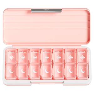 lot 20123 image: Zoksi Am Pm Pill Organizer 7 Day, Weekly Pill Box 2 Times a Day, Medicine Pill Organizer with Separate Compartment, Travel Pill Case Dispenser Portable for Vitamins, Fish Oils, Medicines(Pink)