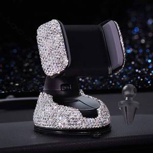 lot 20129 image: Cxtiy Car Phone Holder, Adjustable Universal Bling Strong Sticky Dashboard Air Vent Base, for 4.0-6.5 inch Smartphones, 360 Rotation, Lightweight, White