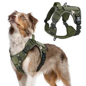lot 20130 image: rabbitgoo Tactical Dog Harness Medium Sized Dog, No Pull Military Service Vest with Handle & Molle, Easy Control for Training Walking, Adjustable Reflective Straps, Green camo, M