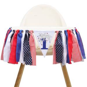 lot 20135 image: 4th of July Garland - Star and Stripes Fabric Banner , Independence Day Party Decoration , Red White and Blue High Chair Banner , fourth of July Patriotic Birthday Wreath , American Theme Party Photo Shoot Back Drop(4th of July Garland)