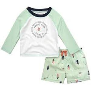 lot 12266 image: Gerber Baby 2-Piece Sailing Swimsuit Set with UPF 50 Sun Protection 0-3months