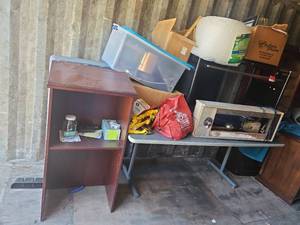 lot 23581 image: Metal Desk, Table, Podium, Trion Air Purifier and More