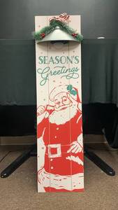 lot 5417 image: Seasons Greetings Santa Wall Sign with LED Light
