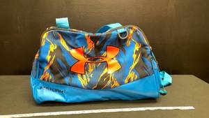 lot 5420 image: Under Armour Storm 1 Duffel Bag Blue Lightning Pattern