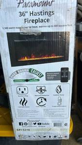 lot 350 image: Paramount 36 Inch Wall Mount Electric Fireplace with Remote Control