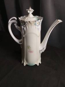 lot 40983 image: Hand-Painted Porcelain Coffee Pot with Floral Design