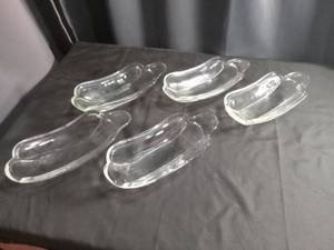 lot 40996 image: Clear Glass Corn on the Cob or ice cream sundae  Serving Dishes Set