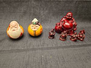 lot 40149 image: Japanese Buddha Figurine Collection with Daruma Dolls