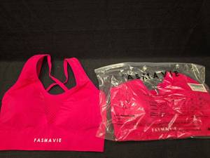 lot 40182 image: FASMAVIE Womens Sports Bra Set of 2 Pink size Medium