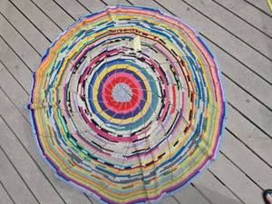 lot 40204 image: Handmade Multicolor Crocheted Round Rug