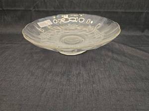 lot 40210 image: Clear Glass Bowl with Etched Grape and Vine Pattern