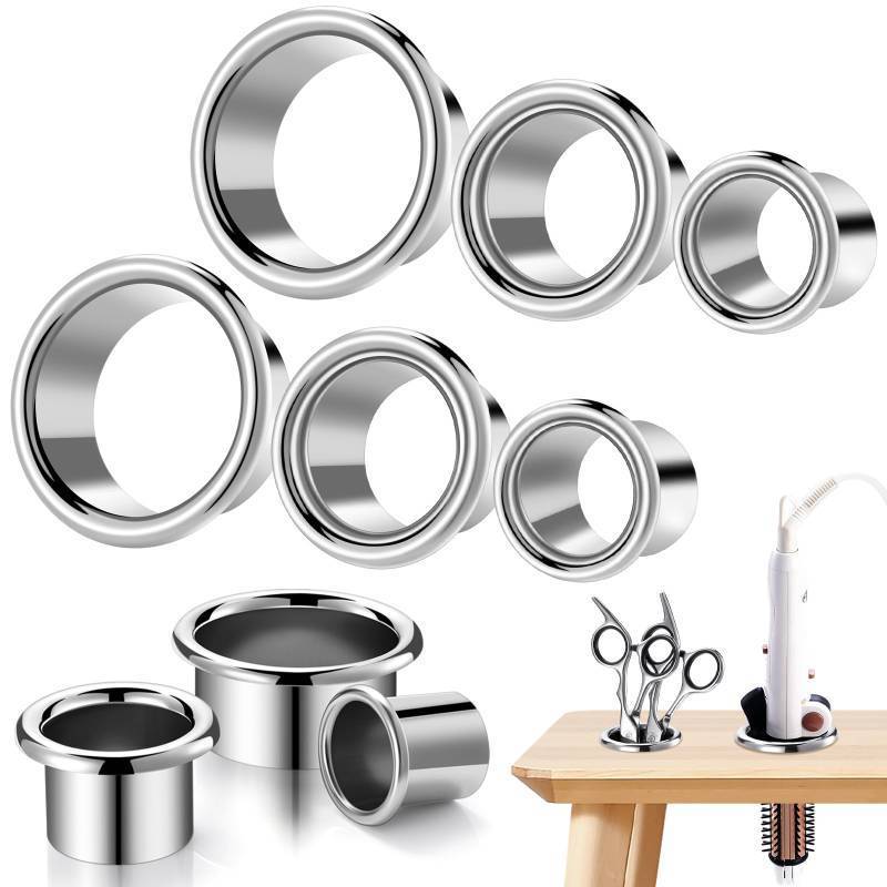 lot 36114 image: 6 Pcs Stainless Steel Hair Tool Organizer 3.0 2.0 1.5, Blow Dryer, Curling Iron & Hot Holders Tool for Salon, Bathroom & Vanity Storage(6pc) - Retail $25