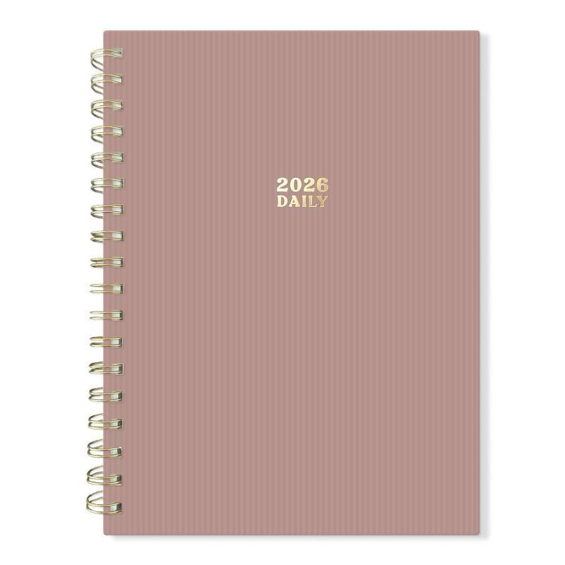 lot 62261 image: 2026 Planner 6 x 8.25 Dated Daily, Weekly & Monthly Calendar Planner January to December 2026 Tiramisu Design with Motivational Stickers, Gold Spiral & Sturdy Paper - Retail $7