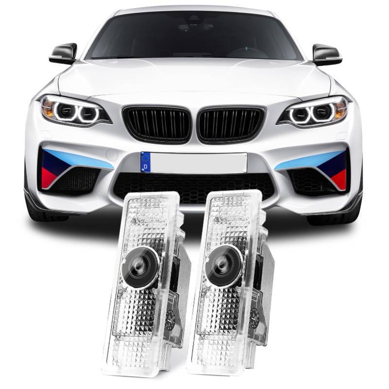 lot 62288 image: Never Fade HD Door Light Logo Projector Compatible with 1234567MXZGT Series Accessories, 2Pcs 3D LED Ghost Shadow Laser Car Courtesy Step Puddle Light (MPerformanceLogo) - Retail $18
