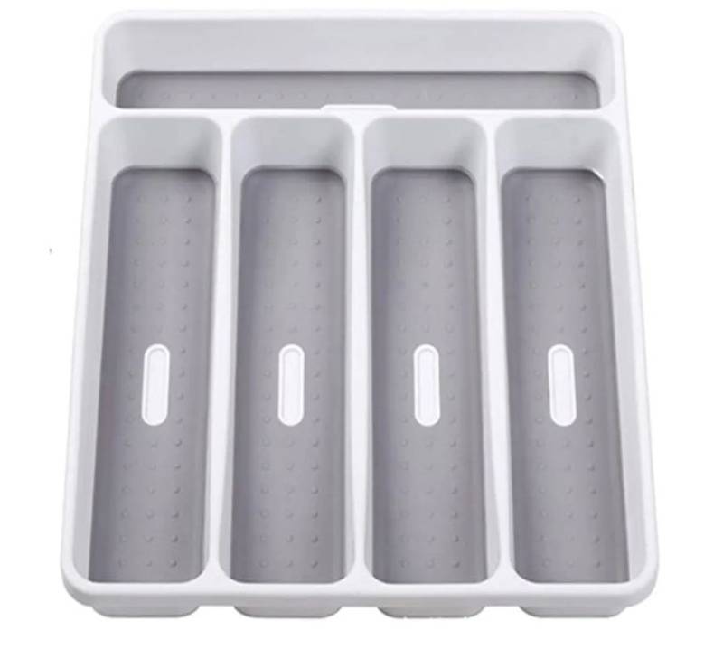 lot 16608 image: Cutlery Storage Tray Cutlery Storage Box Plastic Container Kitchen Stand Storage Tray - Retail $29