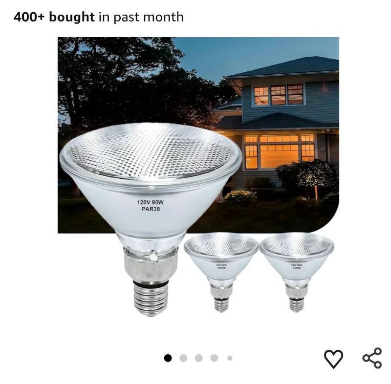 lot 45928 image: PAR38 Halogen Flood Light Bulbs 2 Pcs, 90W Equivalent, 120V, E26 Base, 2700K Warm White Light for Indoor and Outdoor - Retail $15