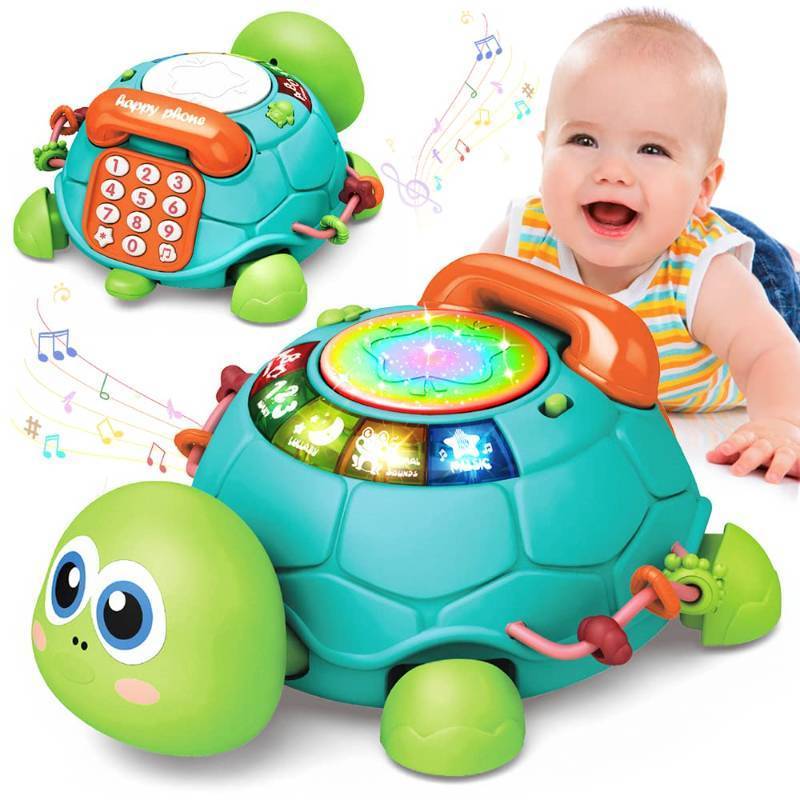 lot 45929 image: Baby Toys 6 to 12 Months, Musical Turtle Crawling Infant Toys, Early Learning Educational Toy with Light & Sound, Christmas Birthday Gifts for Boy Girl 7 8 9 10 11 Month 0-1 Year Old - Retail $27