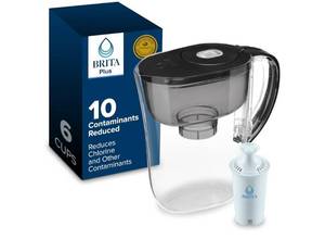 lot 16680 image: Brita Small 6 Cup Water Filter Pitcher, 1 BritaPlus Filter, Metro, Black - Retail $28