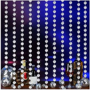 lot 16681 image: Disco Party Decorations 6 Pcs 6.56ft Long Mini Disco Ball Beaded Garlands Reflective Mirror Ball Hanging Banner 70s 80s Retro Party Backdrop Supplies for Christmas Birthday Wedding(Silver) - Retail $26