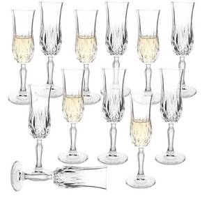 lot 16700 image: Champagne Glasses Set of 12, 4.4Oz Premium Stemmed Vintage Champagne Glasses, Crystal Clear Goblet Glassware for Wine, Whiskey, Liqueur, Perfect for Valentine��s DayWeddingAnniversary - Retail $36