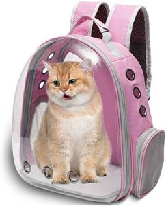 lot 16711 image: Large Cat Backpack Carrier for Travel and Hiking Transparent Pet Bubble Backpack for Cats up to 20lbs with Ventilation and Padded Straps  - Retail $22