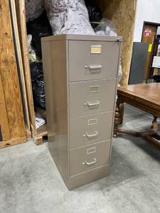 lot 212 image: Metal 4 drawer file cabinet 52 x 18 x 28 in