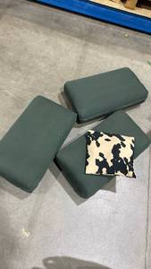lot 2028 image: Three dark green cushions and accent pillow