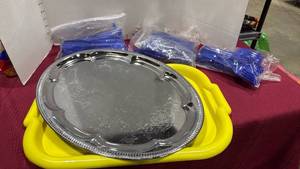 lot 2058 image: Platters with plastic silverware