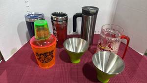 lot 2124 image: Snowfox tumblers, Koes Crab Shack shaker, mug and cups