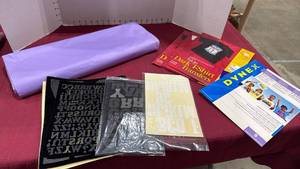 lot 2131 image: Tissue paper, stencils and Ink Jet t-shirt transfers