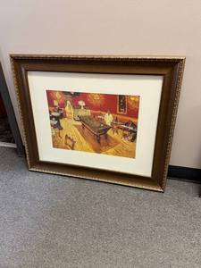 lot 2206 image: Framed billiards print 28 x 34 in