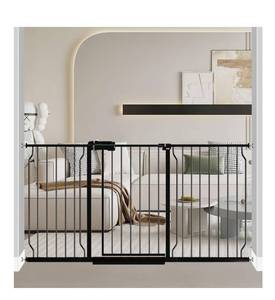 lot 1047 image: Fairy Baby Extra Wide Baby Gate Black 62-67 Inch Wide, Walk Through Pressure Mounted No Drill for Doorways, Long and Large Tension Gate for Pet and Kids