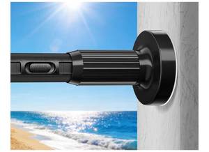 lot 1067 image: Tension Curtain Rod 41-157In-55Lb, Outdoor Extra Long Curtain Rod No Drilling for Window or Bathroom Patio, Adjustable Heavy Duty Shower Curtain Rod, Easy to Install, Never Rust, Non-Slip-Black