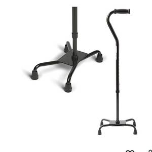 lot 1075 image: Medline Aluminum Quad Cane with Large Base for Balance, Knee Injuries, Leg Surgery Recovery