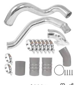 Turbo Intercooler kit Pipe Boot and Intake Elbow for 2003-2007 Ford F250 F350 F450 F550 Super Duty Intercooler Pipe Boot kit 6.0L Powerstroke Diesel-Silver