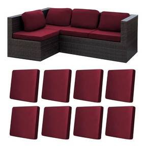 lot 1089 image: 8Pcs Stretch Patio Cushion Covers,Outdoor Couch Covers Replacement,Outdoor Couch & Sofa Slipcovers,for Patio Furniture Cushion Covers,Washable Reusable urniture Protector (Wine Red,Cover Only)