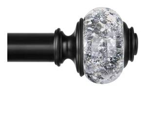 lot 1095 image: 1 Inch Curtain Rods 72 to 144 Inches (6 to 12 ft) Telescoping Single Drapery Rod, USFOOK Black Curtain Rods for Windows 69 to 140 Inches, Decorative Translucent Finials