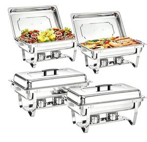 lot 1098 image: Chafing Dishes for Buffet 4 Pack, 9 Quart Stainless Steel Chafing Dish Buffet Set with Folding Frame,