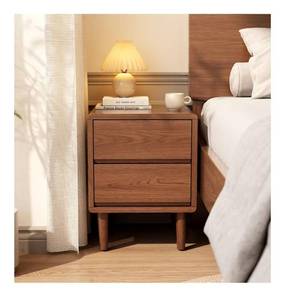 lot 1106 image: Solid Wood Nightstand Walnut Night Stand with Drawers