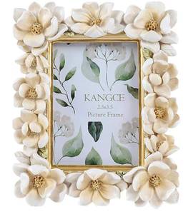 lot 1112 image: Vintage Picture Frames 2.5x3.5 Antique White and Gold Ornate Flower Picture Frame for Tabletop and Wall Mount Decorative Gallery Wall Decor Rustic Home Decor 2.5x3.5 inch