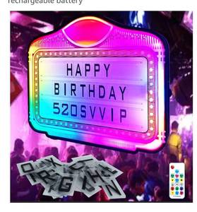 lot 1193 image: LED Bottle Service Sign Customizable alphanumeric acrylic bottle girl sign light box with 4 set Letters 2set Numbers suitable for clubs, bars, and events rechargeable battery