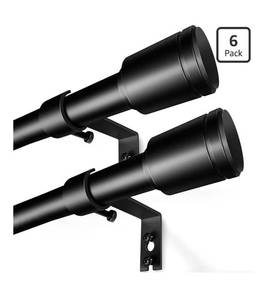 lot 1218 image: 58 Diameter Curtain Rods 30-90 Inch, for 30-84 Inch Windows, Adjustable Splicing Black Curtain Rods for Windows with Brackets, Window Rod Long Small Curtains Rod, 2 Pack