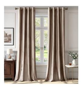 lot 1219 image: BULBUL Taupe Velvet Curtains 84 inches LongLuxury Elegant Living Room Curtain-Blackout Modern Thermal Insulated Soundproof Privacy Room Darkening Drapes for Classical Bedroom Set of 2