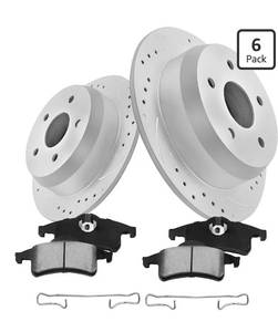 lot 1236 image: Anpulsero Rear Automotive Replacement Brake Kit, Drilled and Slotted Brake Rotors Ceramic Brake Pads Compatible with 1999-2004 Jeep Grand Cherokee Anti-Rust Geomet Coated Low Dust 304.8mm(12in