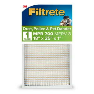 lot 1239 image: Filtrete 18x25x1 Air Filter  MPR 700 MERV 8  Dust  Pollen  and Pet Dander Reduction  4 Filters